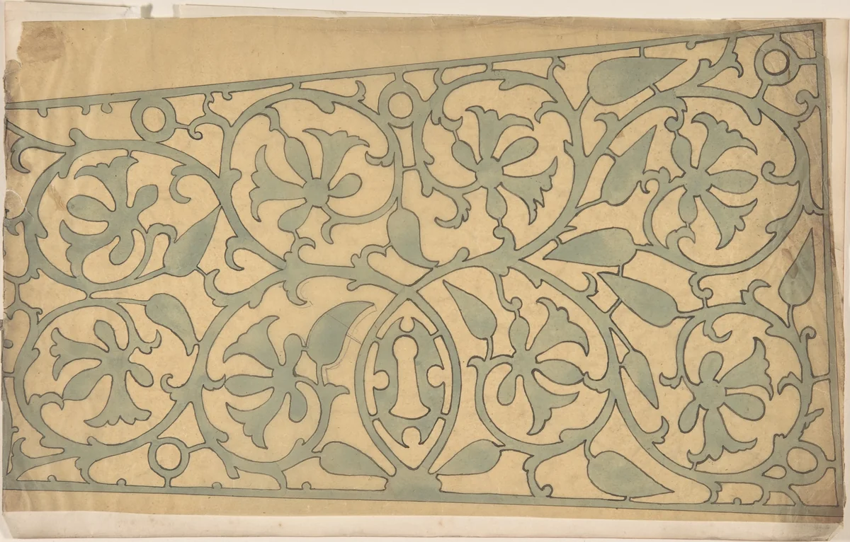 Panel of Ornament, possibly Metalwork by anonymous, drawing, 1850-1900