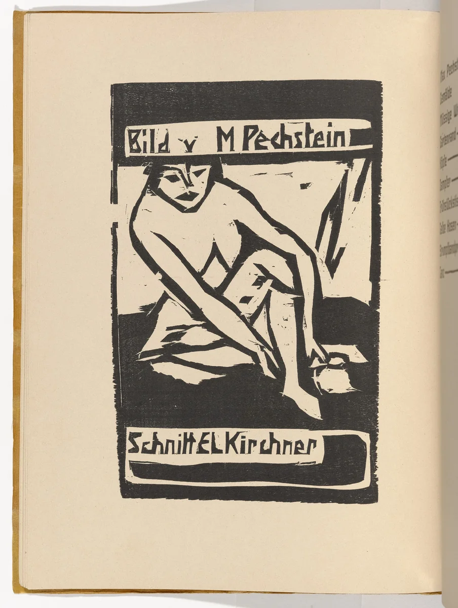 Seated Nude (Sitzender Akt) (plate, folio 7 verso) KG Brücke by Ernst Ludwig Kirchner, illustrated book, 1910