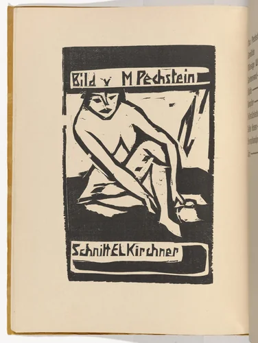 Seated Nude (Sitzender Akt) (plate, folio 7 verso) KG Brücke by Ernst Ludwig Kirchner, illustrated book, 1910