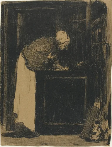 Old Woman at a Stove by Edouard Jean Vuillard, print, 1893