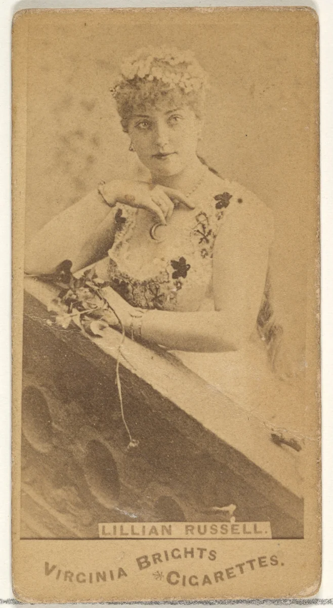 Lillian Russell, from the Actors and Actresses series (N45, Type 1) for Virginia Brights Cigarettes by Allen & Ginter, photograph, 1885-1891