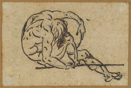 Study of a Male Nude (Althaemenes) in Despair Trying to Hide Himself by Nicolai Abraham Abildgaard, drawing, 1763-1809