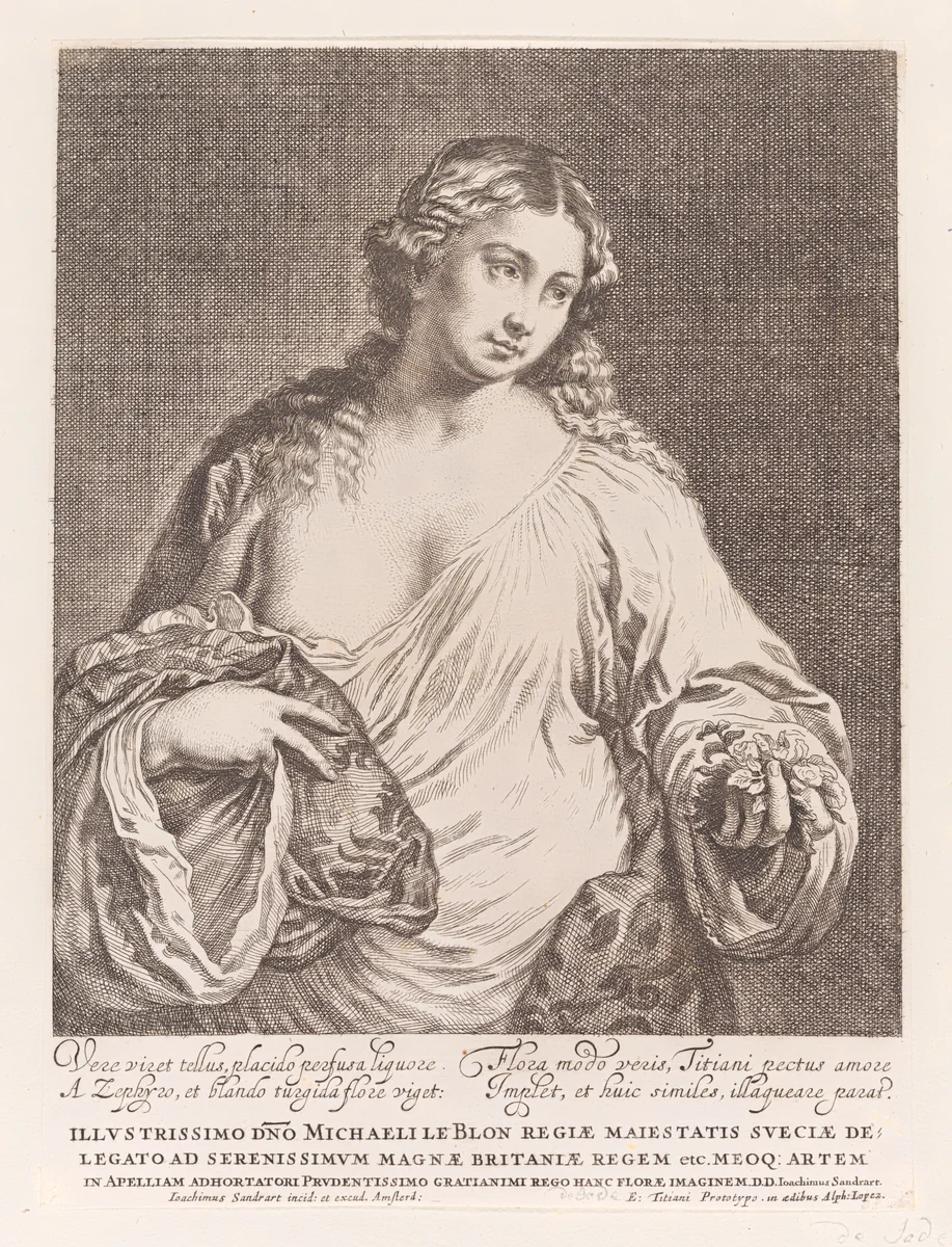 Flora by Joachim von Sandrart, print, 1626-1688