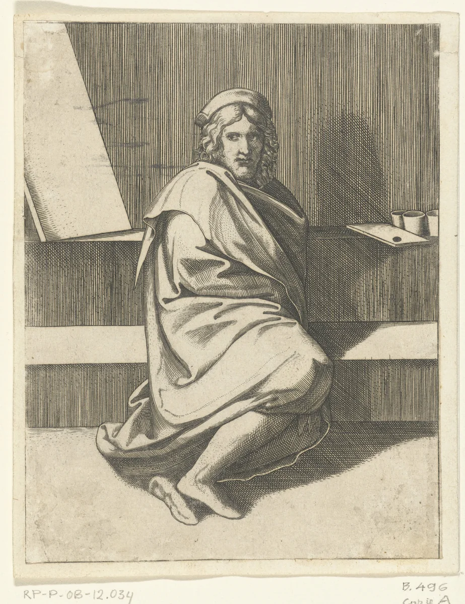Portret van schilder Raphael by anonymous, print, 1510-1575