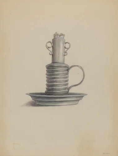 Tin Lard Lamp by Franklin C. Moyan, index of american design, 1935-1942