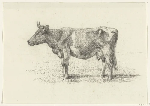 Staande koe, naar links by Jean Bernard, drawing, 1775-1833
