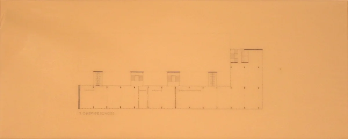 Bank and Office Building, project, Stuttgart, Germany, Plan of upper floor by Ludwig Mies van der Rohe, architecture, 1928