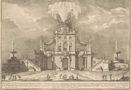 The Seconda Macchina for the Chinea of 1755: A Royal Hunting Lodge by Giuseppe Vasi, print, 1755