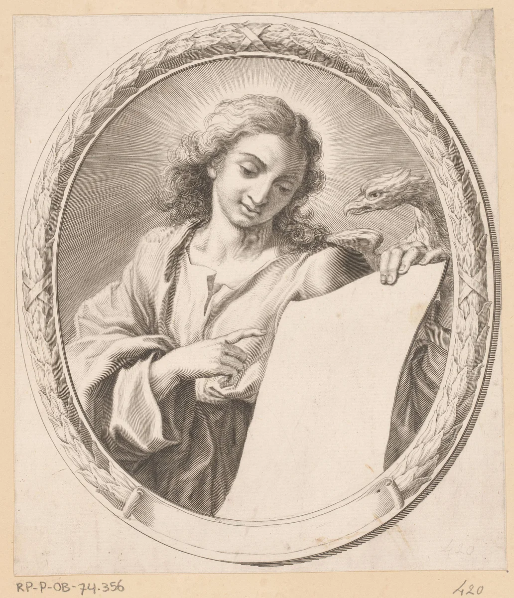 Johannes de evangelist by François Spierre, print, 1649-1681