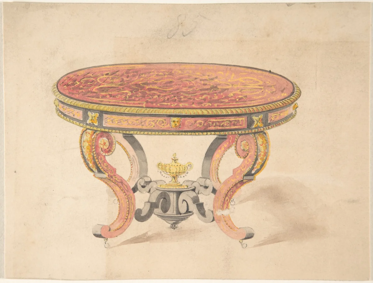 Design for a Round Renaissance Style Table by anonymous, drawing, 1800-1900