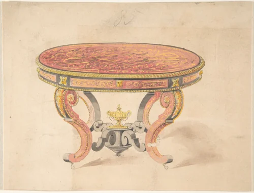 Design for a Round Renaissance Style Table by anonymous, drawing, 1800-1900