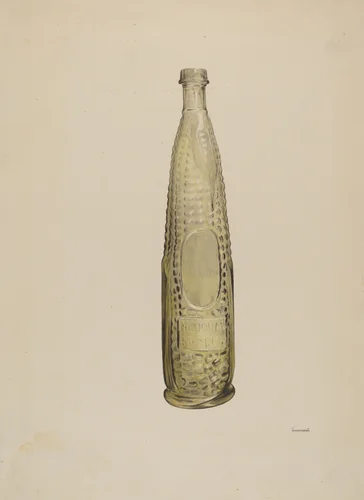Glass Bitters Bottle by G.A. Spangenberg, index of american design, 1938
