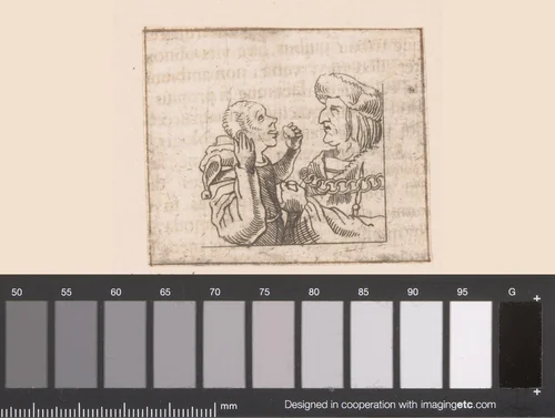 Maximiliaan I van Habsburg, keizer van het Heilige Roomse Rijk, etend met zijn nar by Caspar Merian, print, 1516