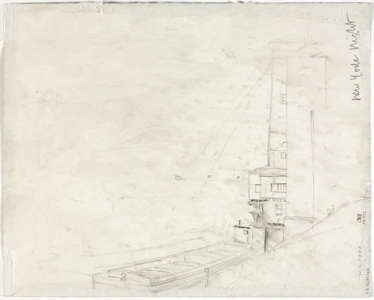 Study for New York Night (verso) by Muirhead Bone, drawing, 1920-1940