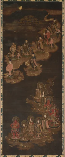 Descent of the Nine Luminaries and the Seven Stars at Kasuga by Unknown, painting, 1336-1392