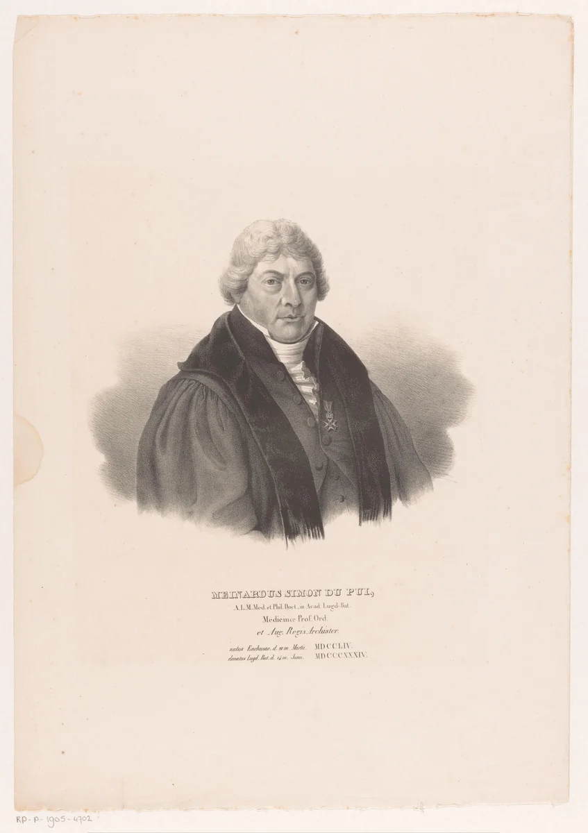 Portret van Meinardus Simon du Pui by Leendert Springer, print, 1834-1853