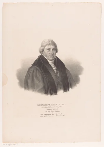 Portret van Meinardus Simon du Pui by Leendert Springer, print, 1834-1853