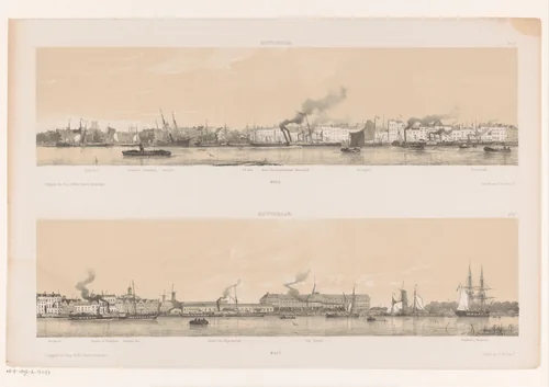 Twee profielen van Rotterdam by Johan Conrad Greive, print, 1860