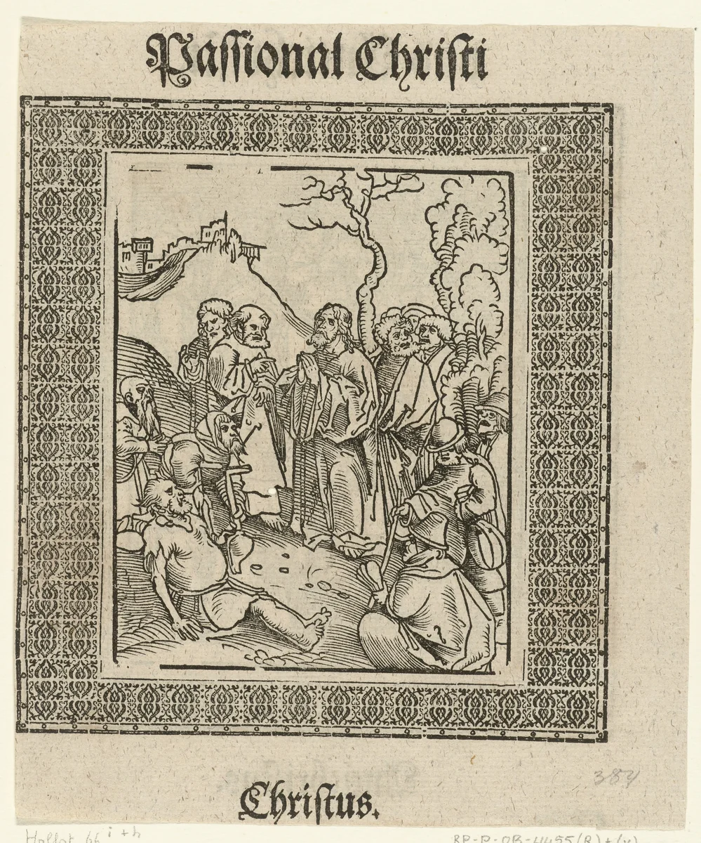 Christus geneest mensen met lepra en mensen met lichamelijke beperkingen by Lucas Cranach, print, 1521-1522