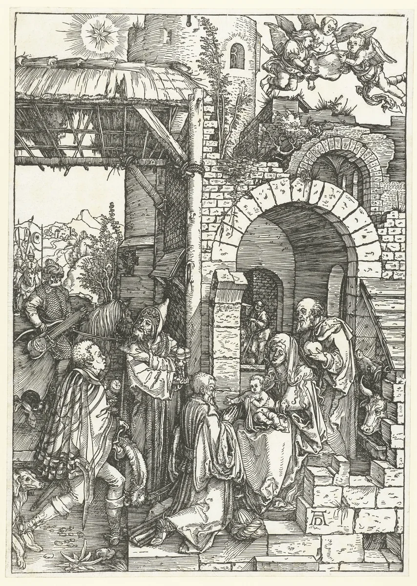Aanbidding door de koningen by Unknown, print, 1501-1505