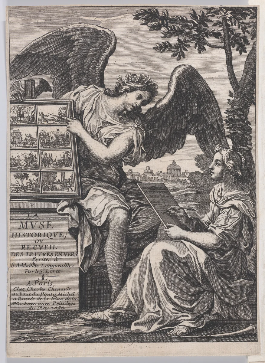 Frontispiece to La Muse Historique by François Chauveau, print, 1656