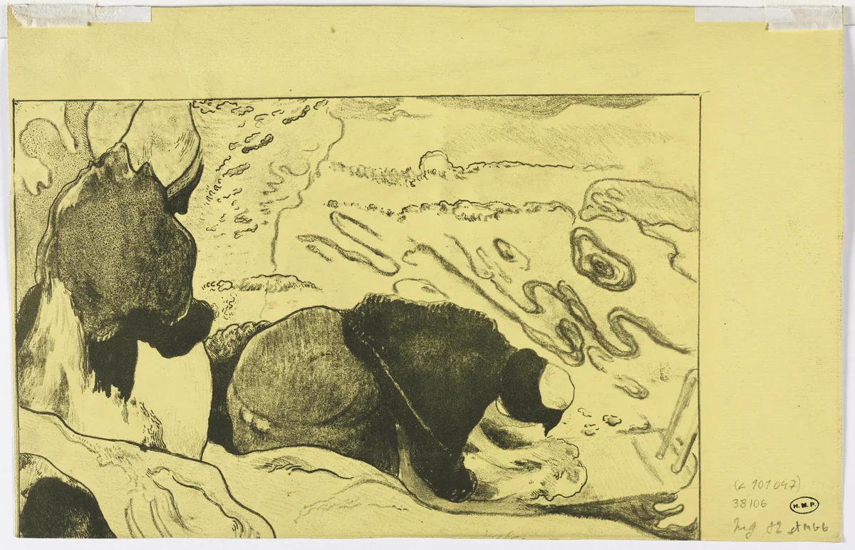 Volpini Suite: Women Washing Clothes (verso) by Paul Gauguin, print, 1893-1894