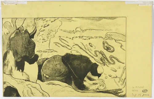 Volpini Suite: Women Washing Clothes (verso) by Paul Gauguin, print, 1893-1894