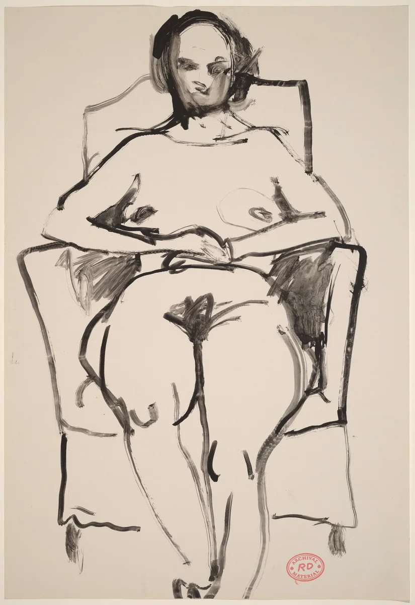 Untitled [female nude in armchair: front view] by Richard Diebenkorn, drawing, 1955-1967