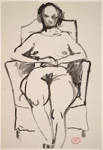 Untitled [female nude in armchair: front view] by Richard Diebenkorn, drawing, 1955-1967