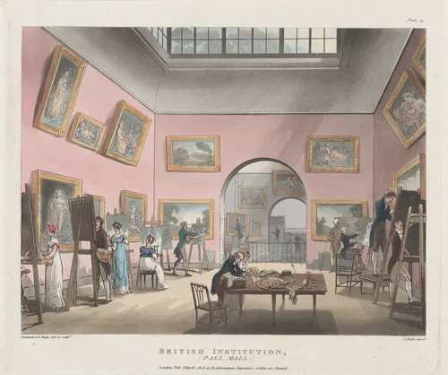 The British Institution, Pall Mall by Thomas Rowlandson, print, 1808