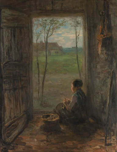A Laren Scene by Jozef Israëls, painting, 1905