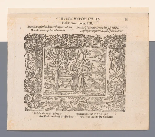 Phaëthons zussen veranderen in populieren by Virgilius Solis, print, 1569