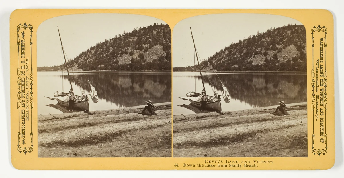 Down the Lake from Sandy Beach, No. 44 from the series "Devil's Lake and Vicinity" by Henry Hamilton Bennett, photograph, 1870-1908
