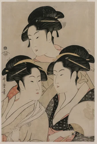 Tomimoto Toyohina, Takashimaya Ohisa, and Naniwaya Okita by Kitagawa Utamaro (喜多川歌麿), print, 1789-1799