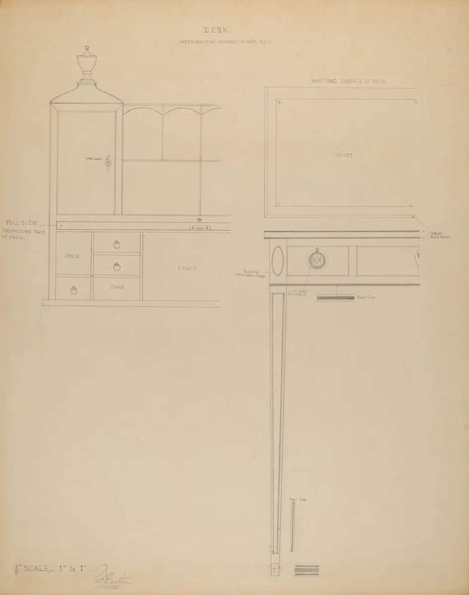 Desk by Ferdinand Cartier, index of american design, 1940