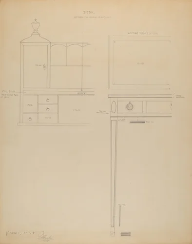 Desk by Ferdinand Cartier, index of american design, 1940