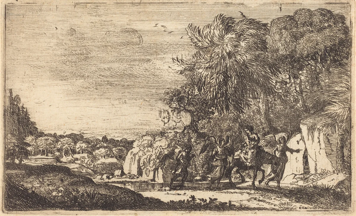 The Flight into Egypt (La fuite en Egypte) by Claude Lorrain, print, 1630-1633