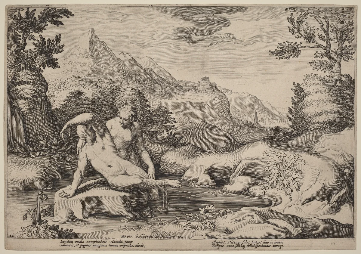 Salmacis and Hermaphroditus by Hendrick Goltzius, print, 1589