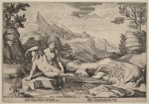 Salmacis and Hermaphroditus by Hendrick Goltzius, print, 1589