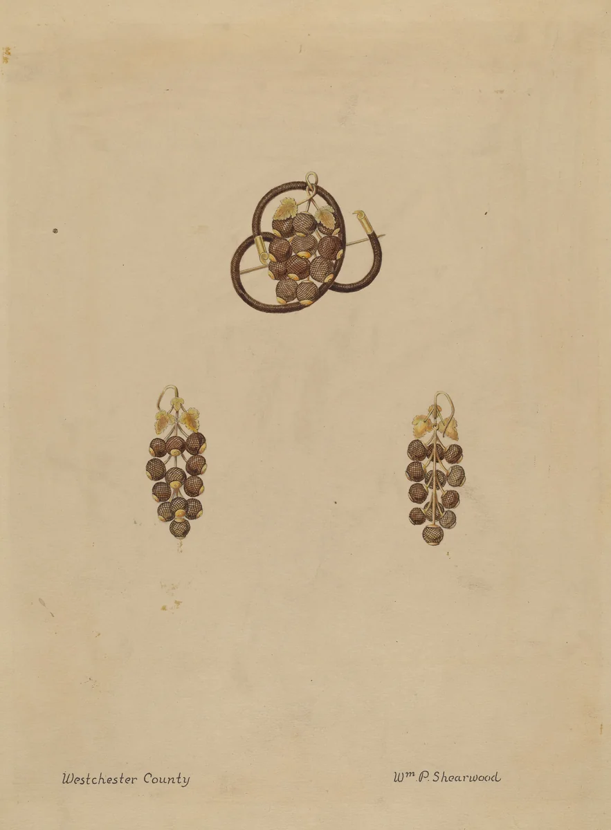 Hair Brooch and Earrings by William P. Shearwood, index of american design, 1935-1942