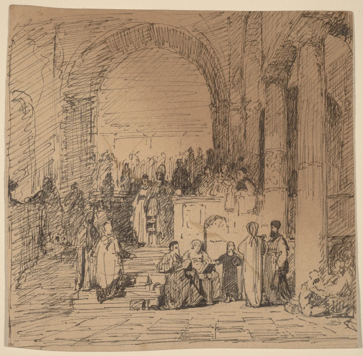 Study after Old Master by Elihu Vedder, drawing, 1858