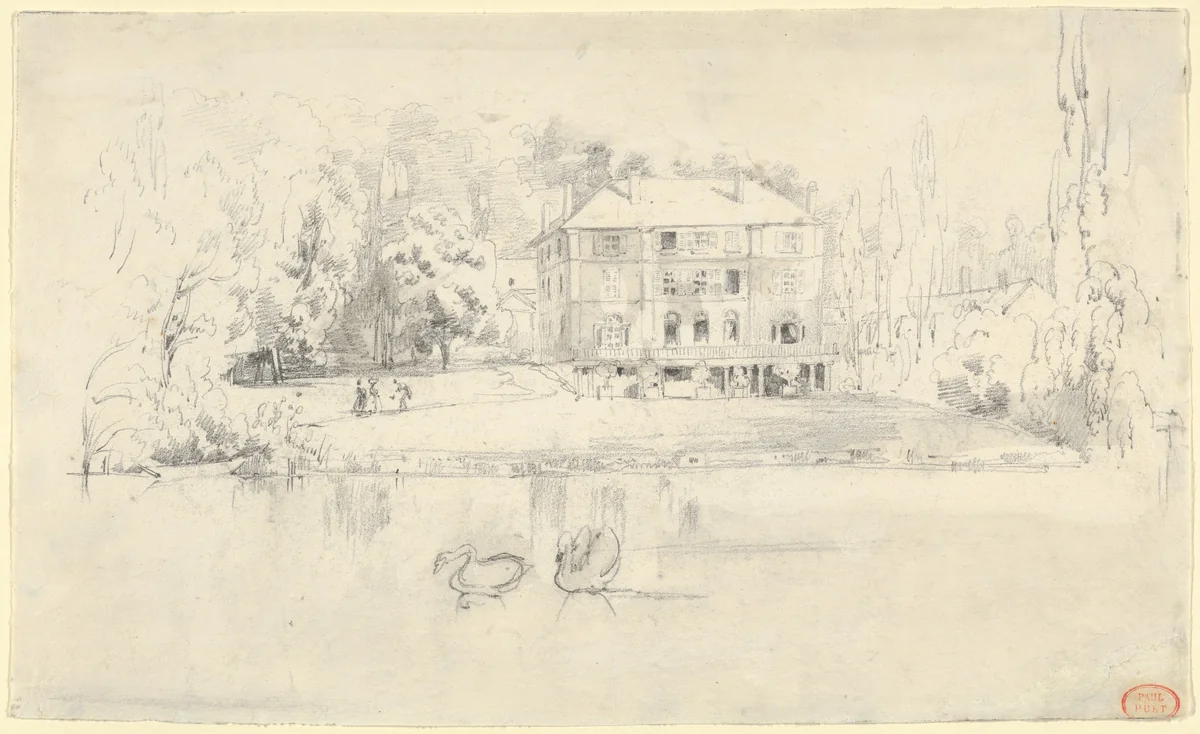 View of the Château at Folembray by Paul Huet, drawing, 1826-1836