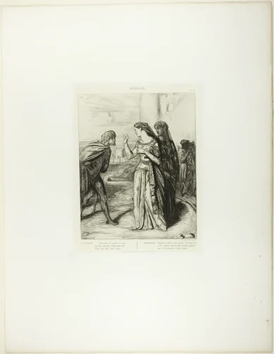 Therefore be Merry Cassio, plate 6 (act 3, scene 3) from Othello by Théodore Chassériau, print, 1844
