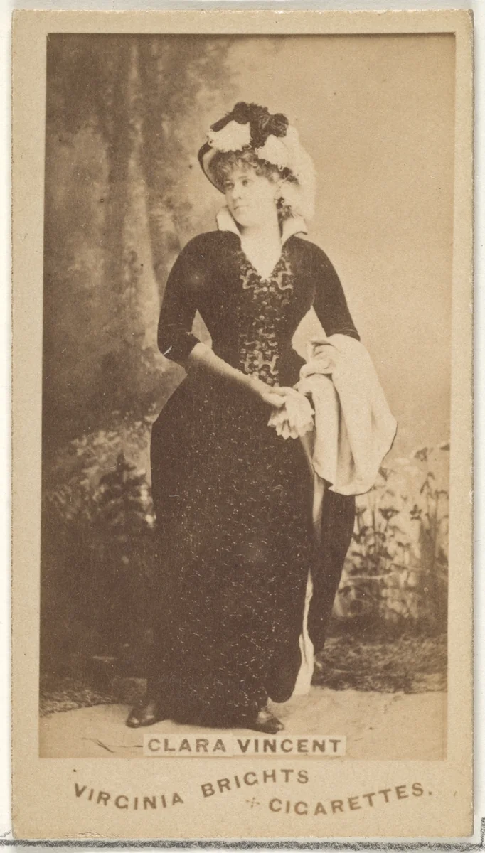 Clara Vincent, from the Actors and Actresses series (N45, Type 1) for Virginia Brights Cigarettes by Allen & Ginter, photograph, 1885-1891