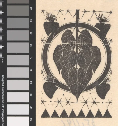 Cirkel met bladeren en heilige harten by Mathieu Lauweriks, print, 1895