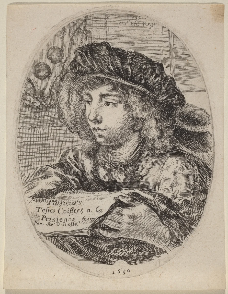 Title Page for "Plusieurs Testes Coiffées a la Persienne" by Stefano della Bella, print, 1650