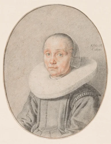 A Portrait of a Woman by Jan de Bray, drawing, 1650
