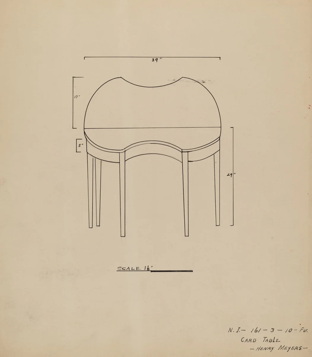 Card Table by Henry Meyers, index of american design, 1935-1942