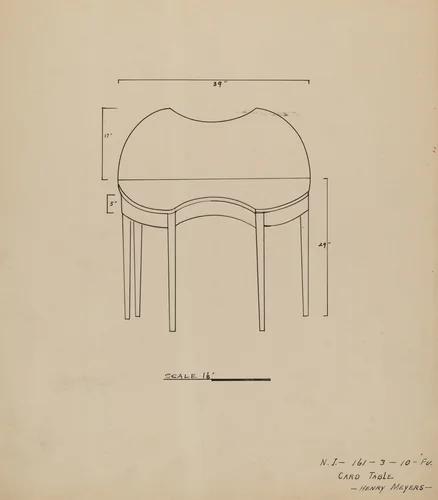 Card Table by Henry Meyers, index of american design, 1935-1942