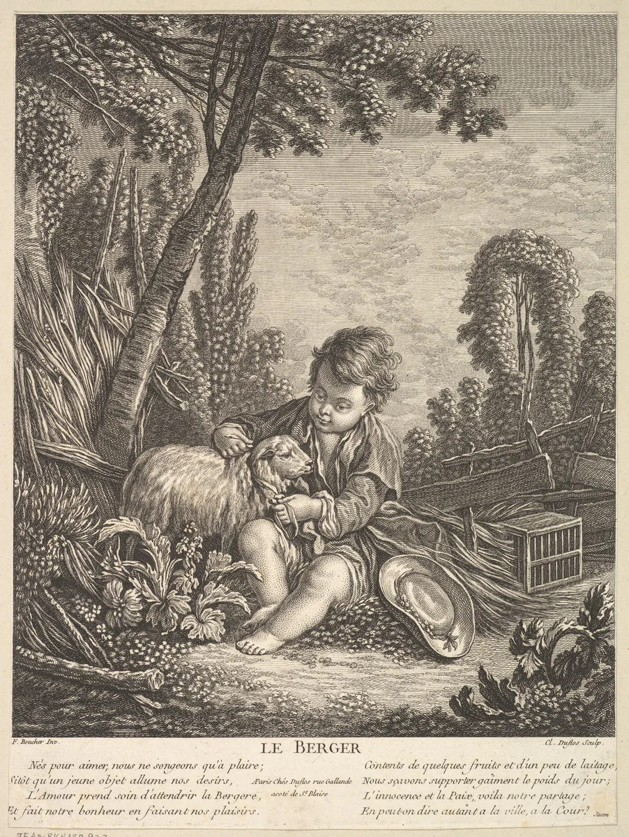 The Shepherd by Claude Augustin Duflos le Jeune, print, 1748-1758